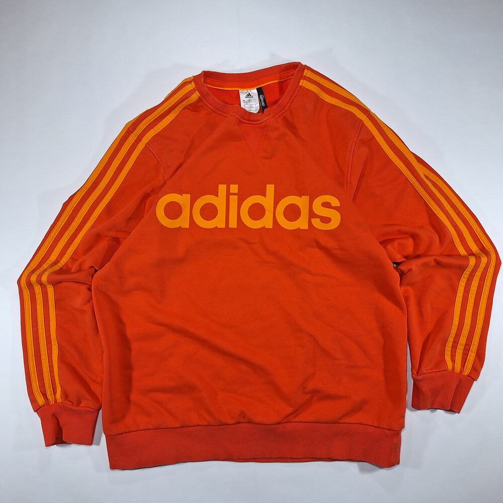 Adidas Sweatshirt Men's Large Red Orange Climalite Sweater Pullover Long Sleeve